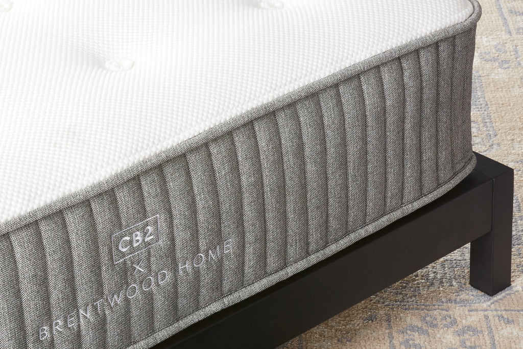 Side view of a charcoal-infused memory foam mattress made by Brentwood Home